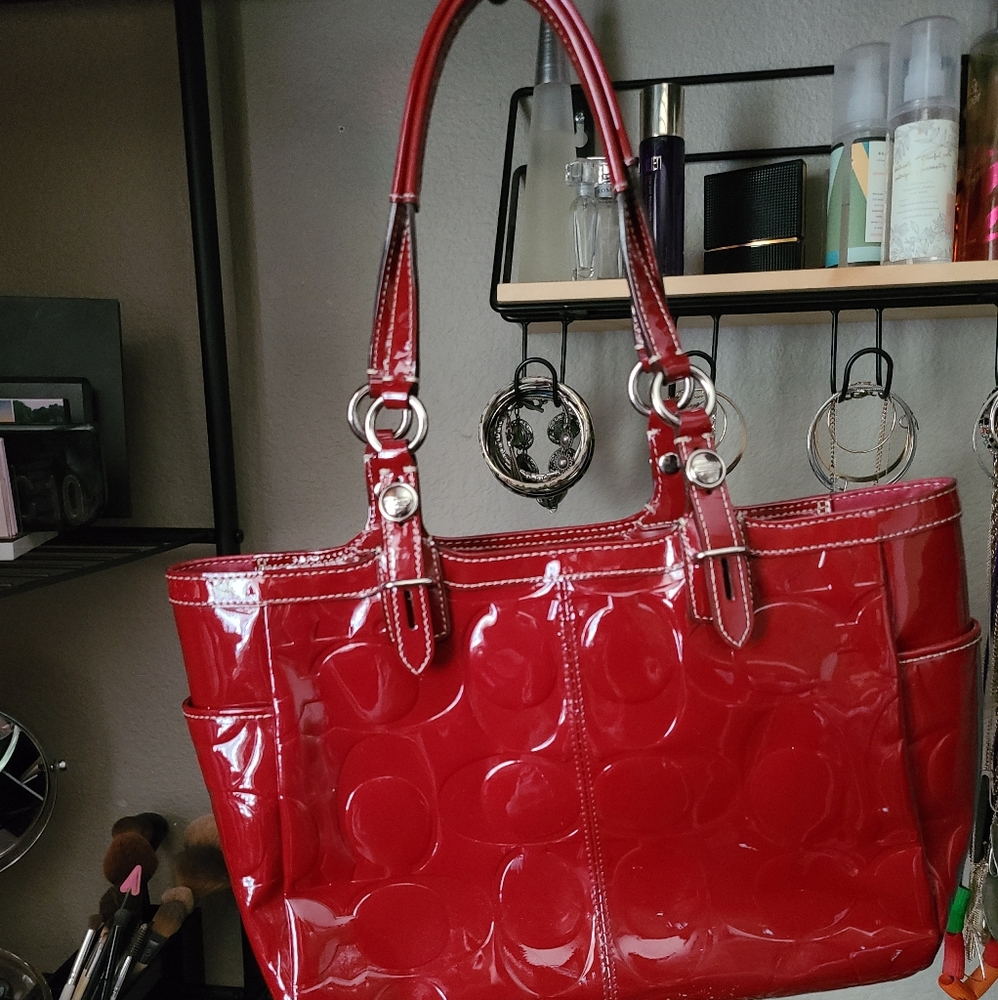 Red Leather Coach Bag
